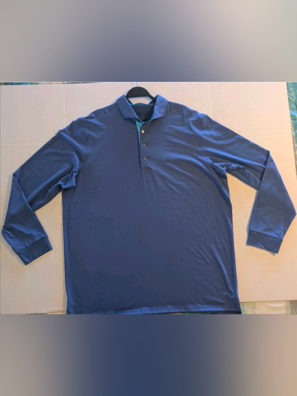 Greyson Men's Long Sleeve Polo Shirt w/ Light Blue Placket- XXL (NWOT)